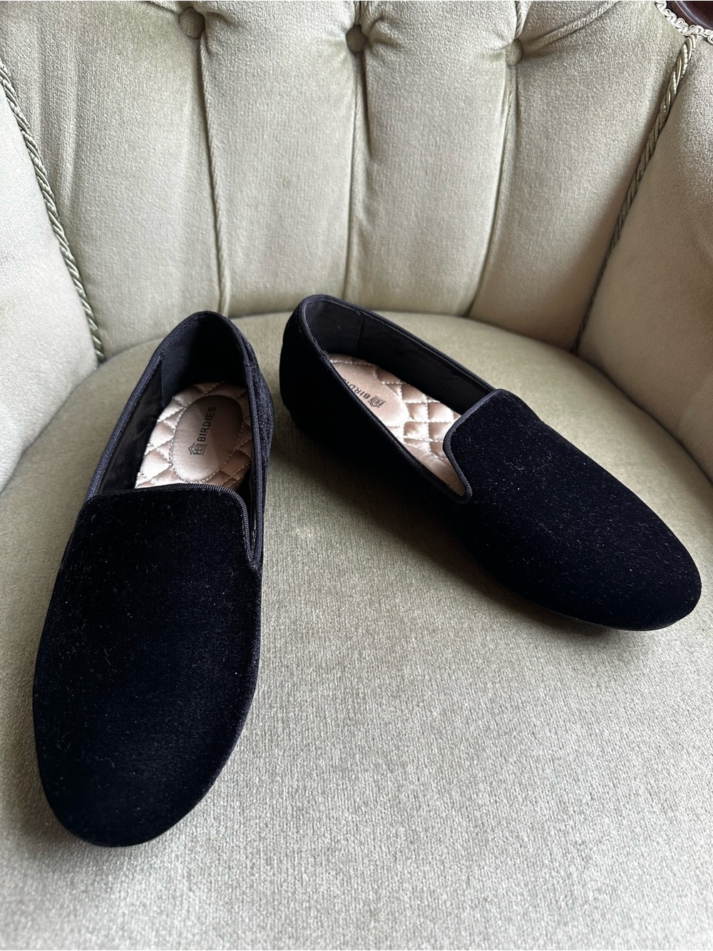 Birdies The Starling Black Velvet Women's Slip-On Flats